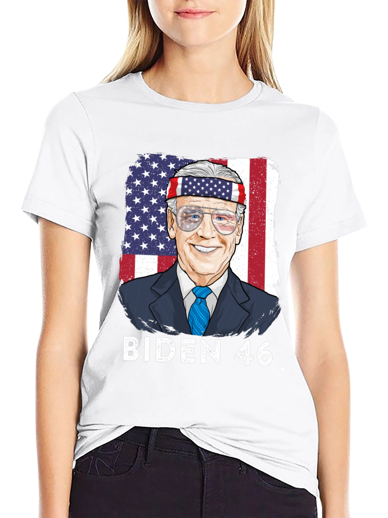 Biden 46 T-Shirt - Patriotic American Flag Design