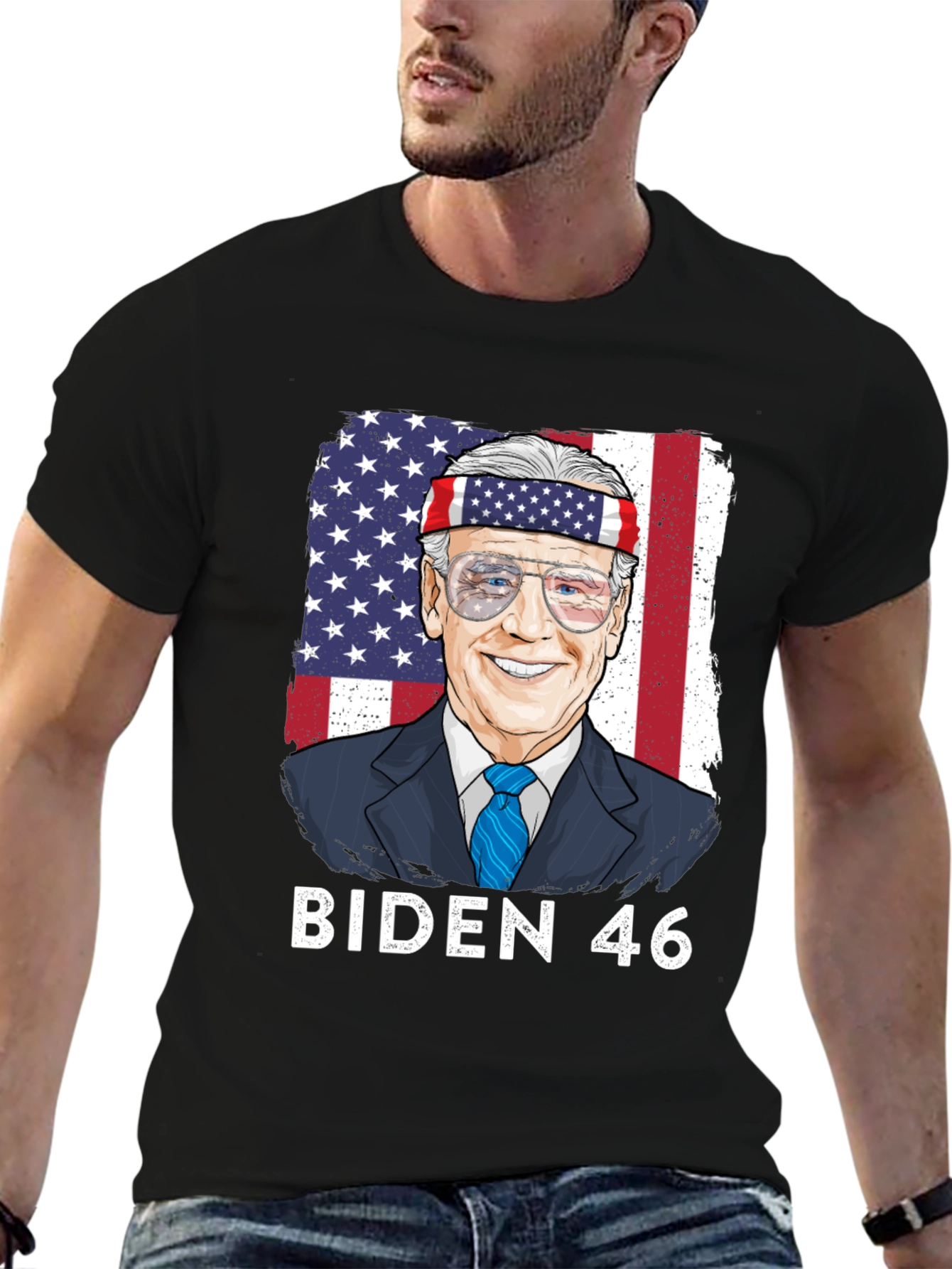 Biden 46 T-Shirt - Patriotic American Flag Design
