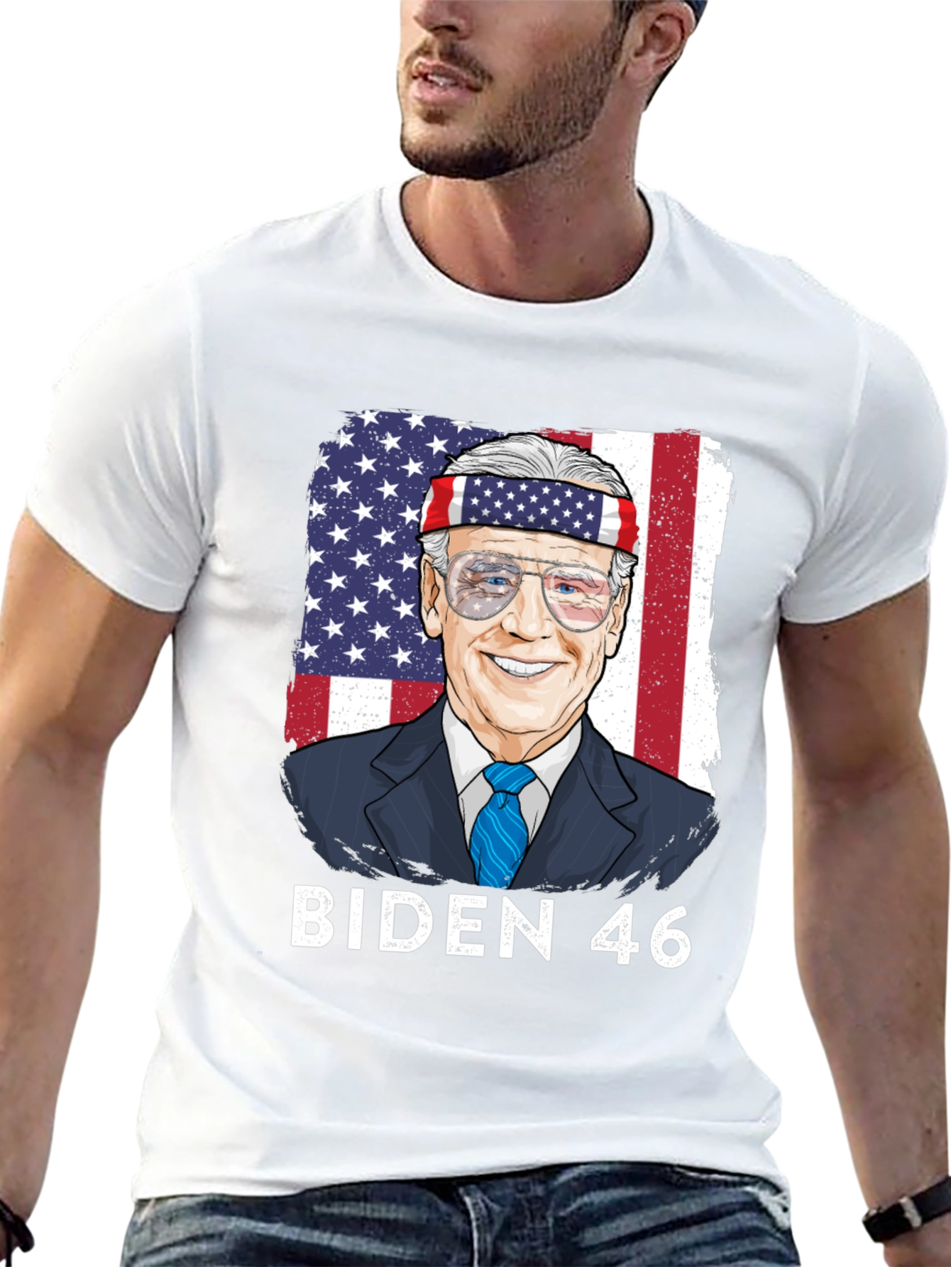 Biden 46 T-Shirt - Patriotic American Flag Design