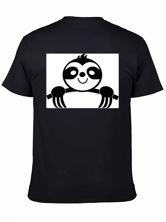 Sloth Graphic Tee - Black Cotton Casual Shirt