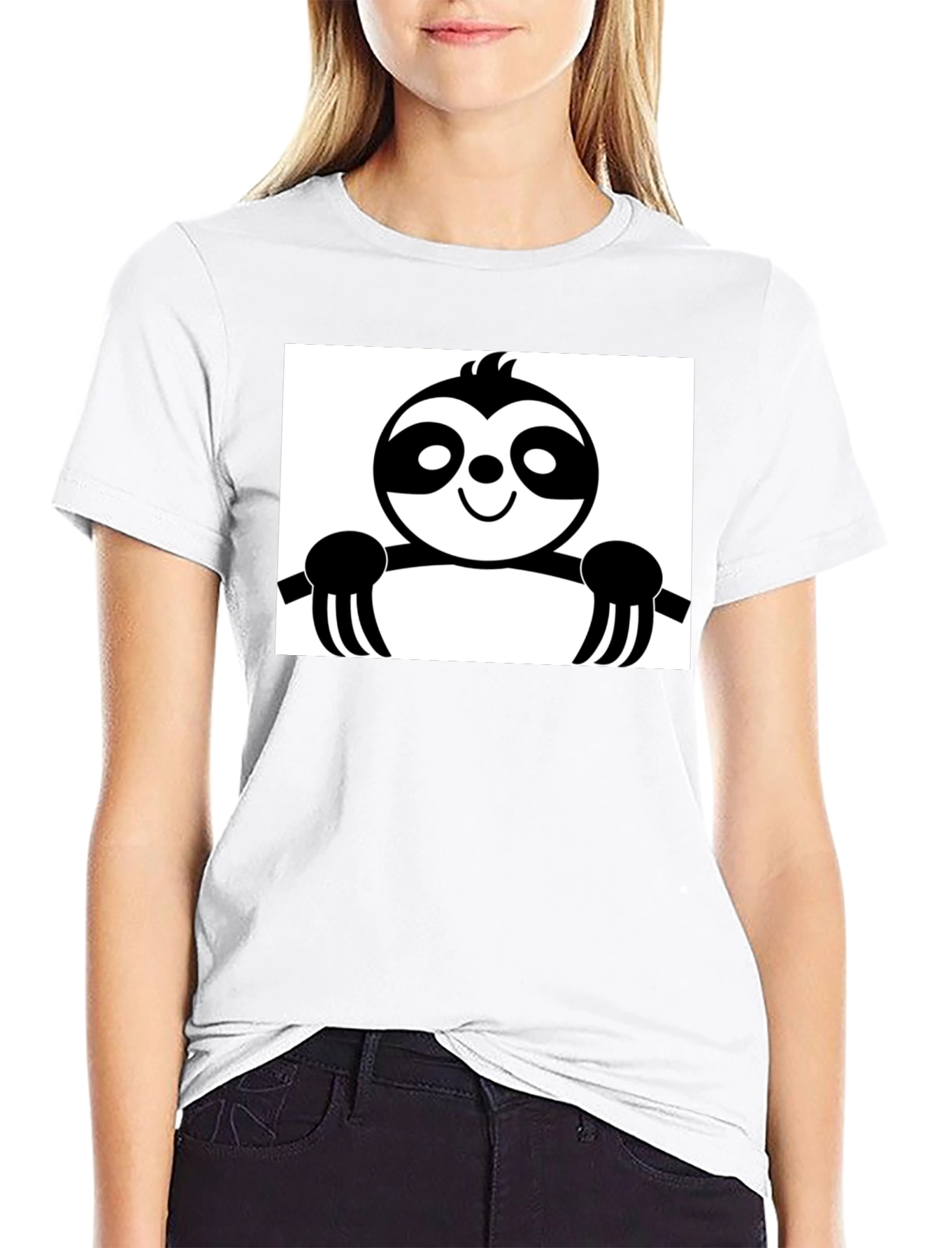 Sloth Graphic Tee - Black Cotton Casual Shirt