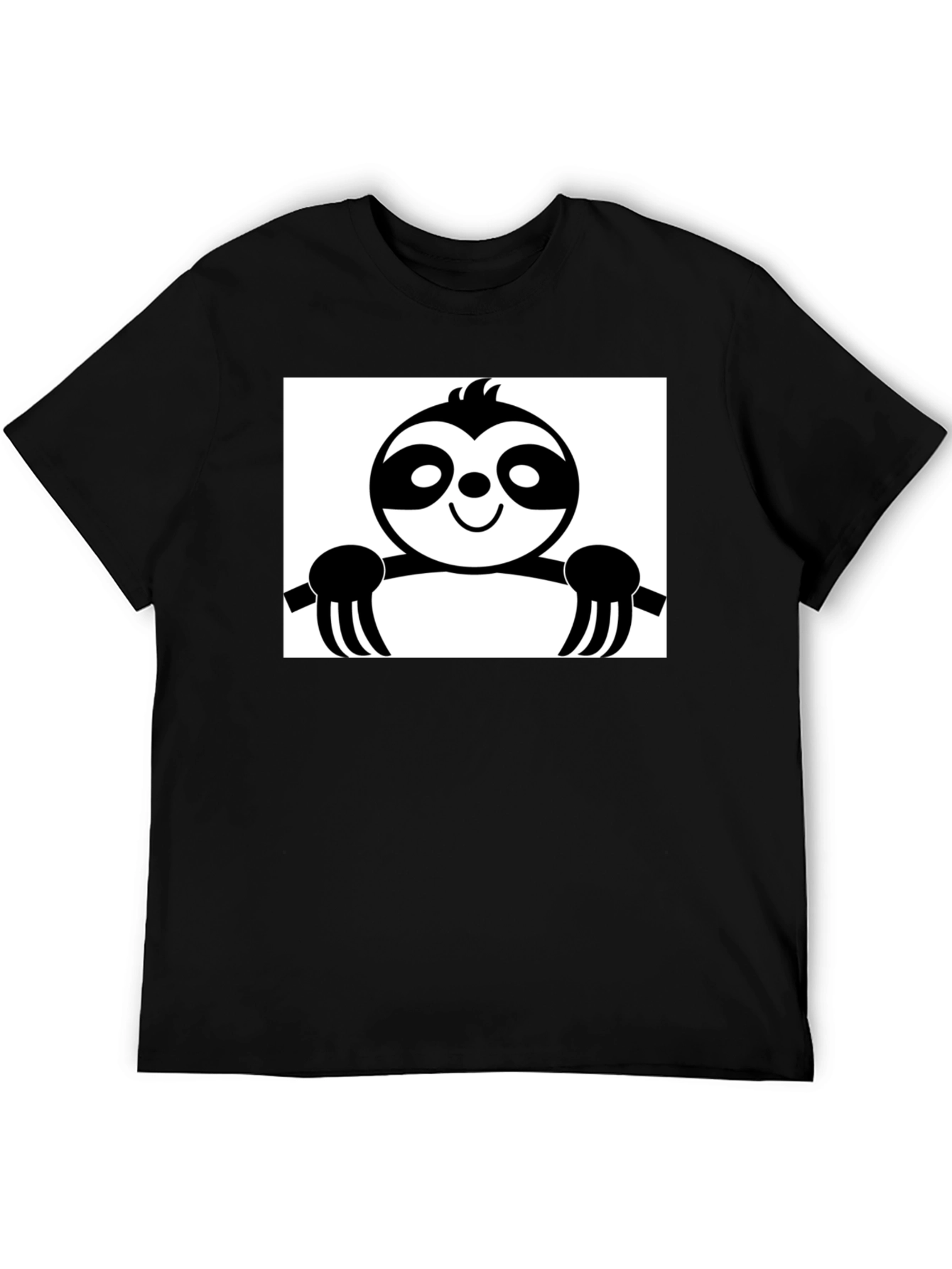 Sloth Graphic Tee - Black Cotton Casual Shirt