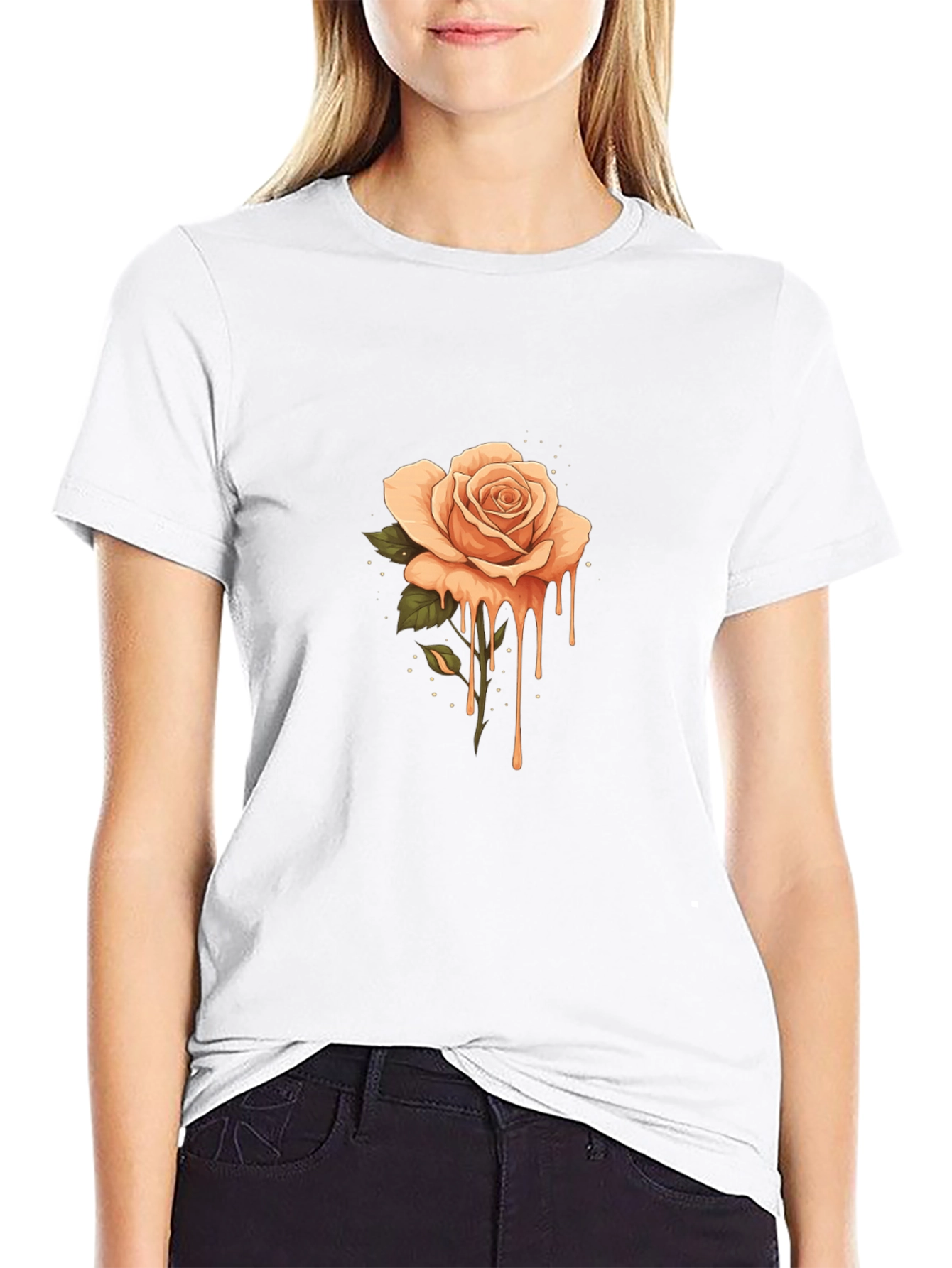 Dripping Rose Graphic Tee - Stylish Unisex T-Shirt