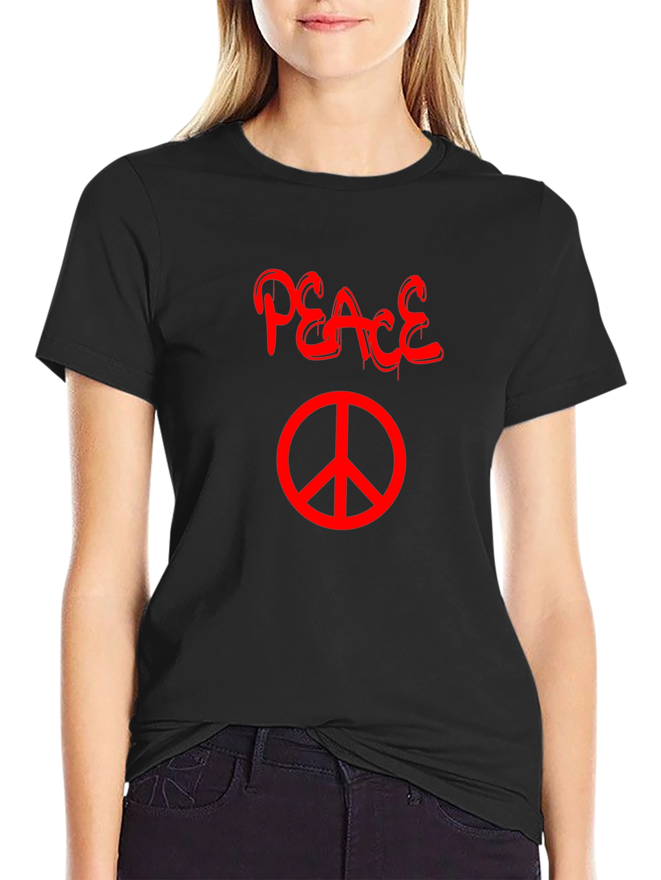 Peace T-Shirt - Black with Red Graphic