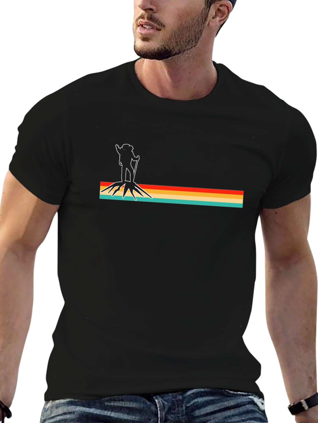 Retro Hiker Graphic T-Shirt - Black