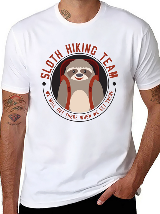 Sloth Hiking Team Black T-Shirt - We Will Get There When We Get There