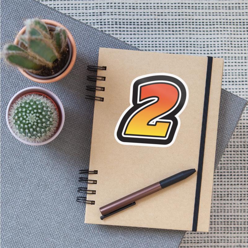 Number Two 2 Gradient Yellow Orange 3 Stroke