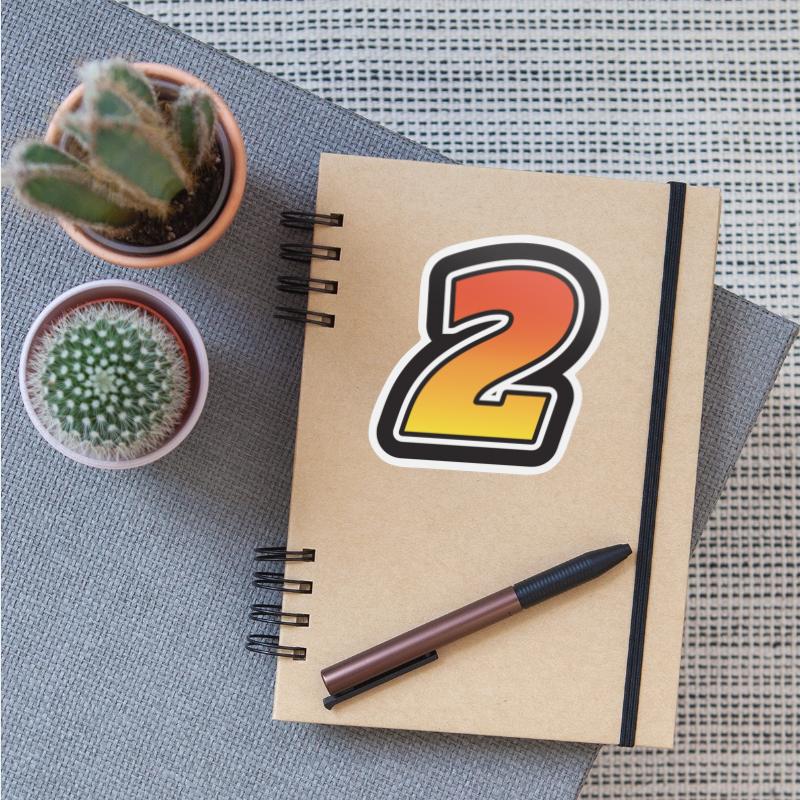 Number Two 2 Gradient Yellow Orange 3 Stroke
