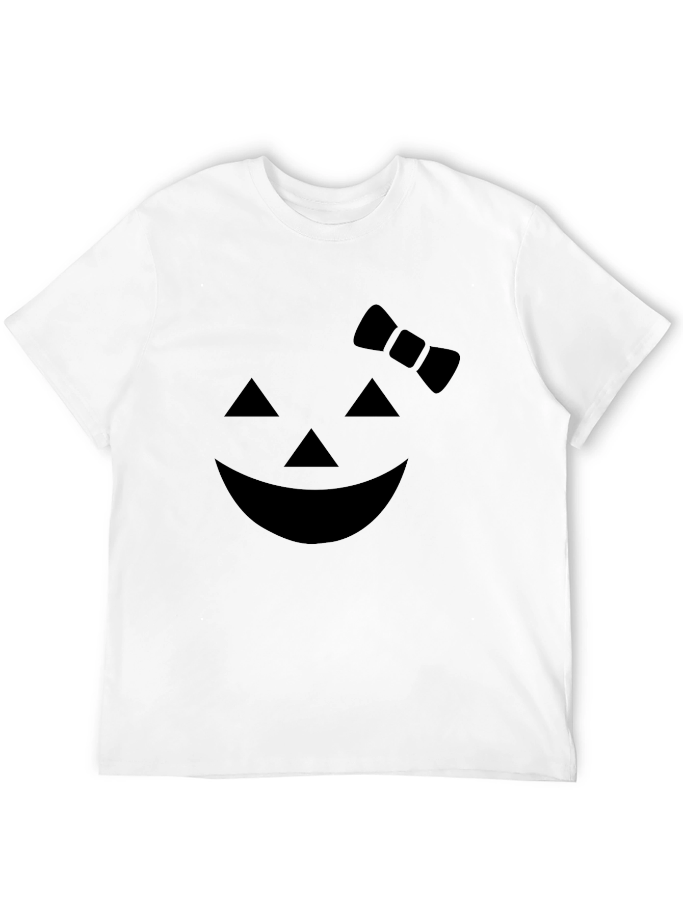 Halloween Pumpkin Face Bow T-Shirt - Unisex Black Tee
