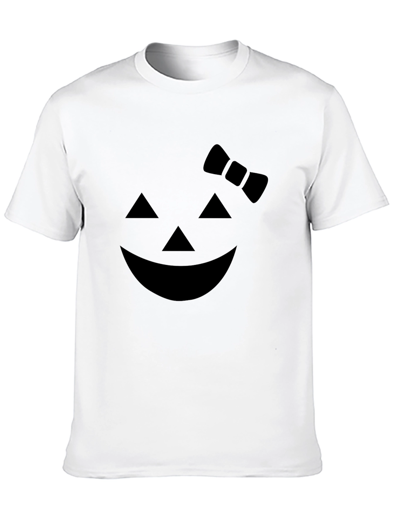 Halloween Pumpkin Face Bow T-Shirt - Unisex Black Tee
