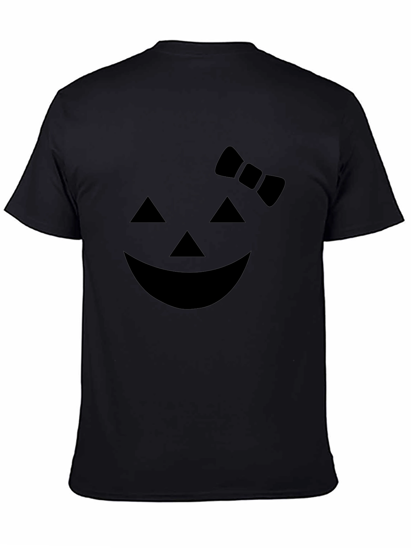 Halloween Pumpkin Face Bow T-Shirt - Unisex Black Tee