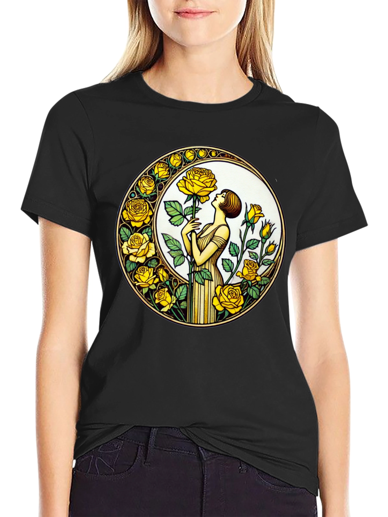 Rose Art Nouveau T-Shirt - Floral Graphic Tee