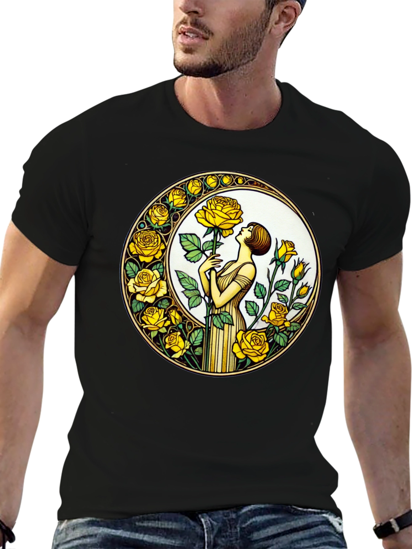 Rose Art Nouveau T-Shirt - Floral Graphic Tee