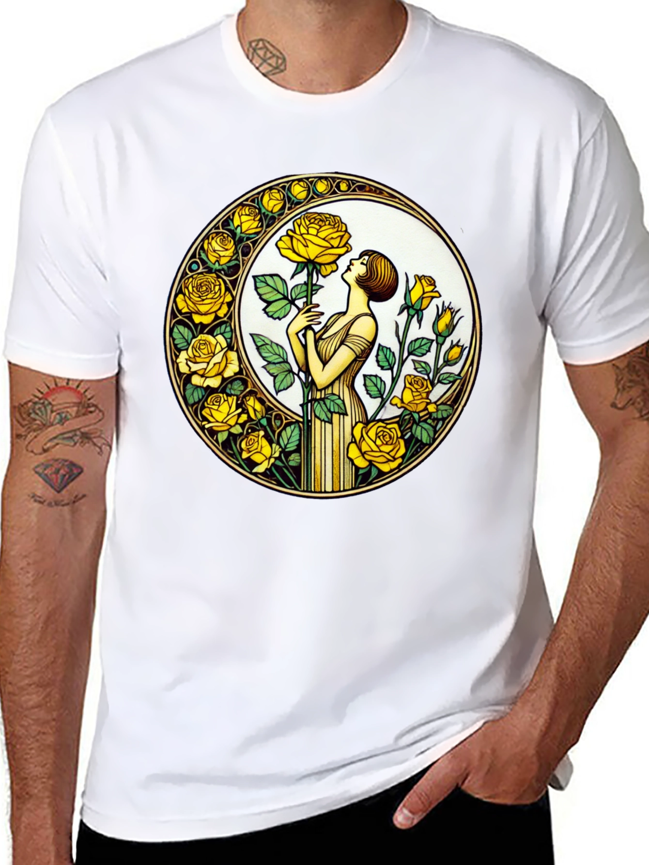 Rose Art Nouveau T-Shirt - Floral Graphic Tee