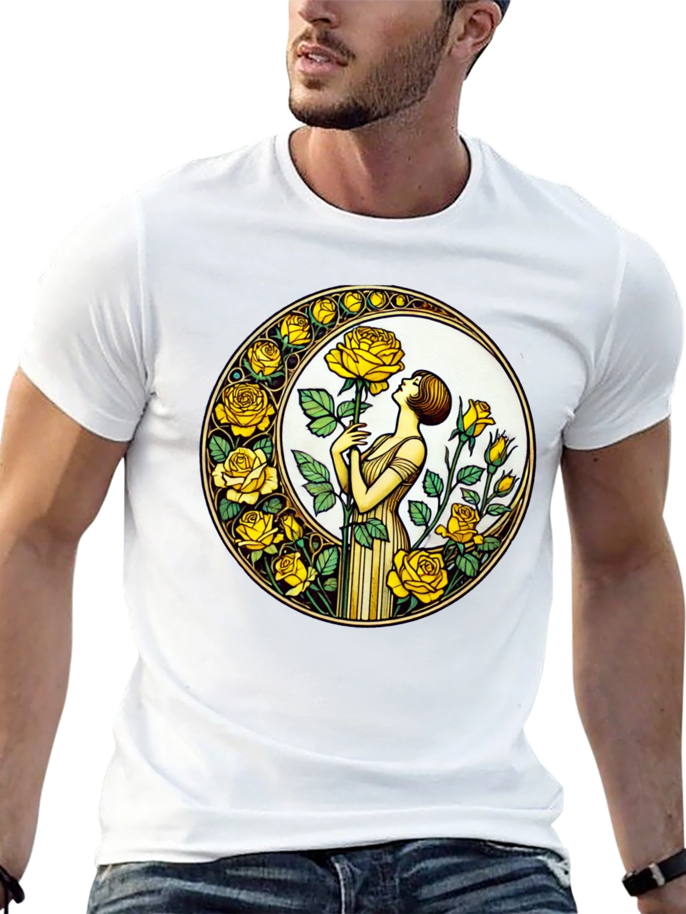 Rose Art Nouveau T-Shirt - Floral Graphic Tee