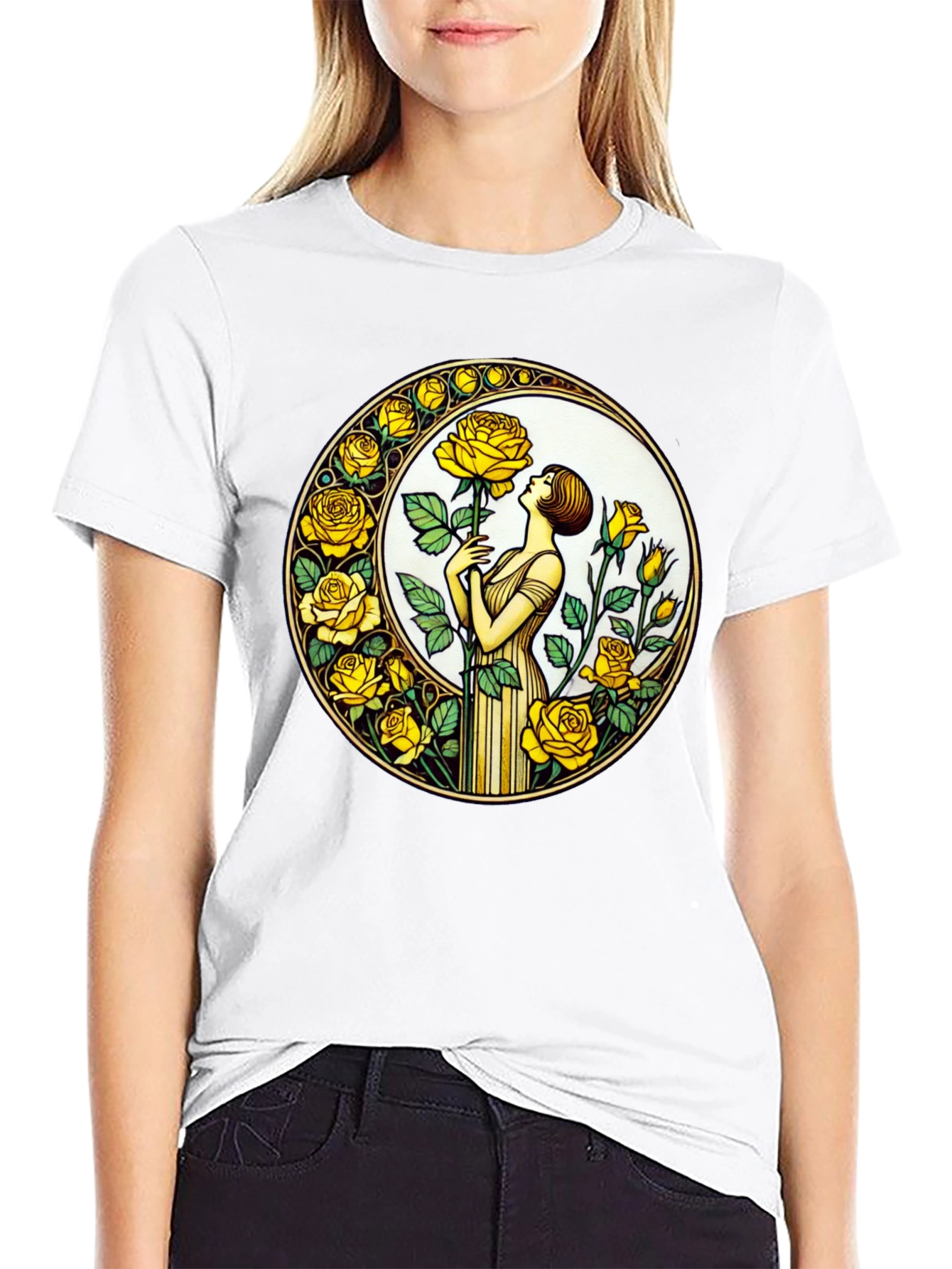 Rose Art Nouveau T-Shirt - Floral Graphic Tee
