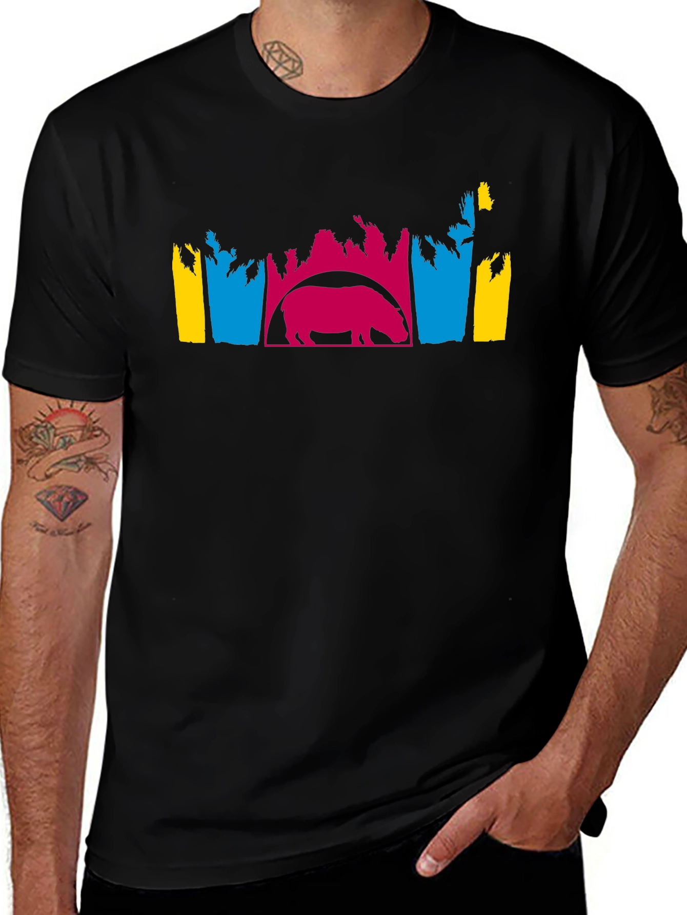 Hippo Silhouette Graphic Tee - Unique Design