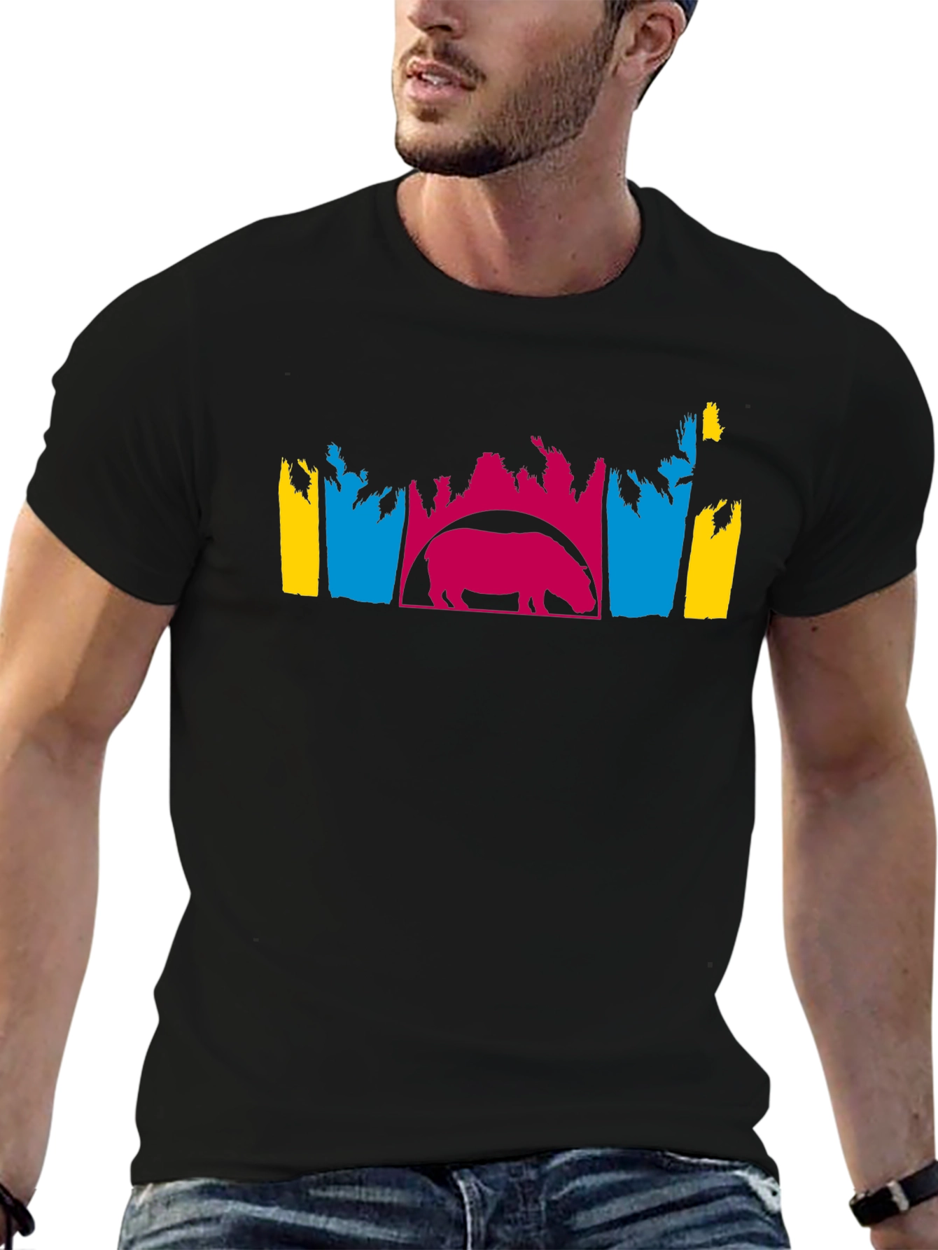 Hippo Silhouette Graphic Tee - Unique Design