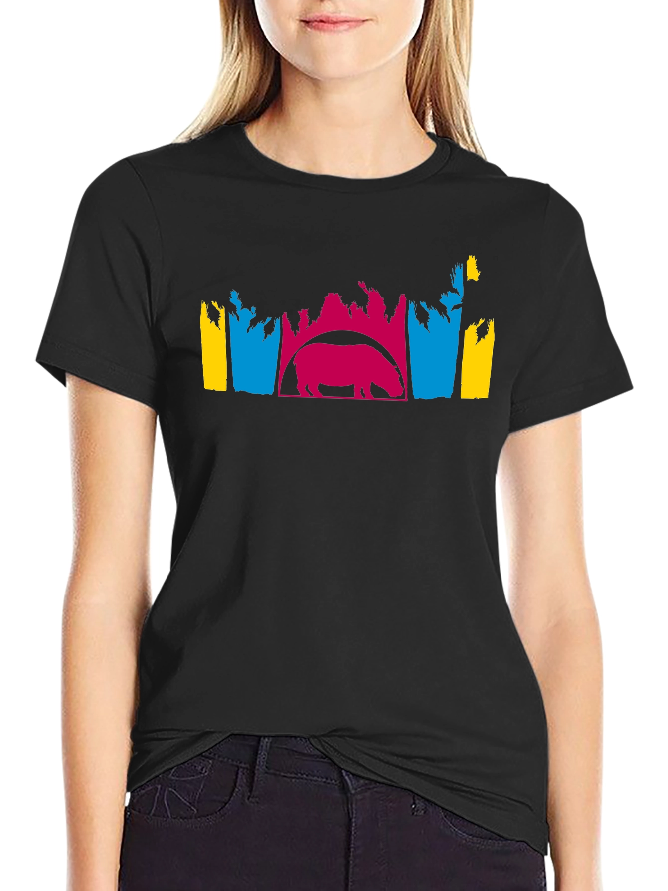 Hippo Silhouette Graphic Tee - Unique Design