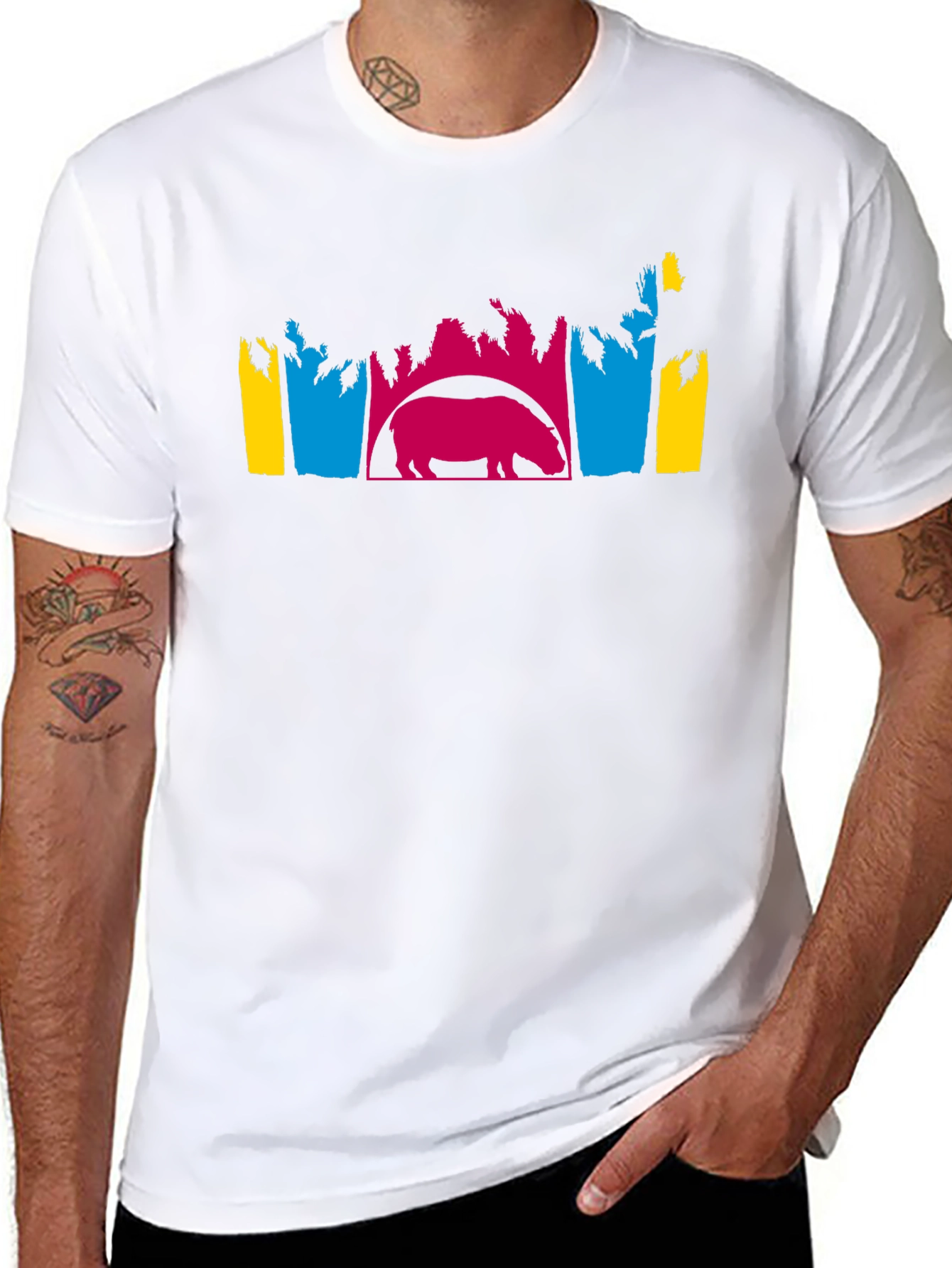 Hippo Silhouette Graphic Tee - Unique Design