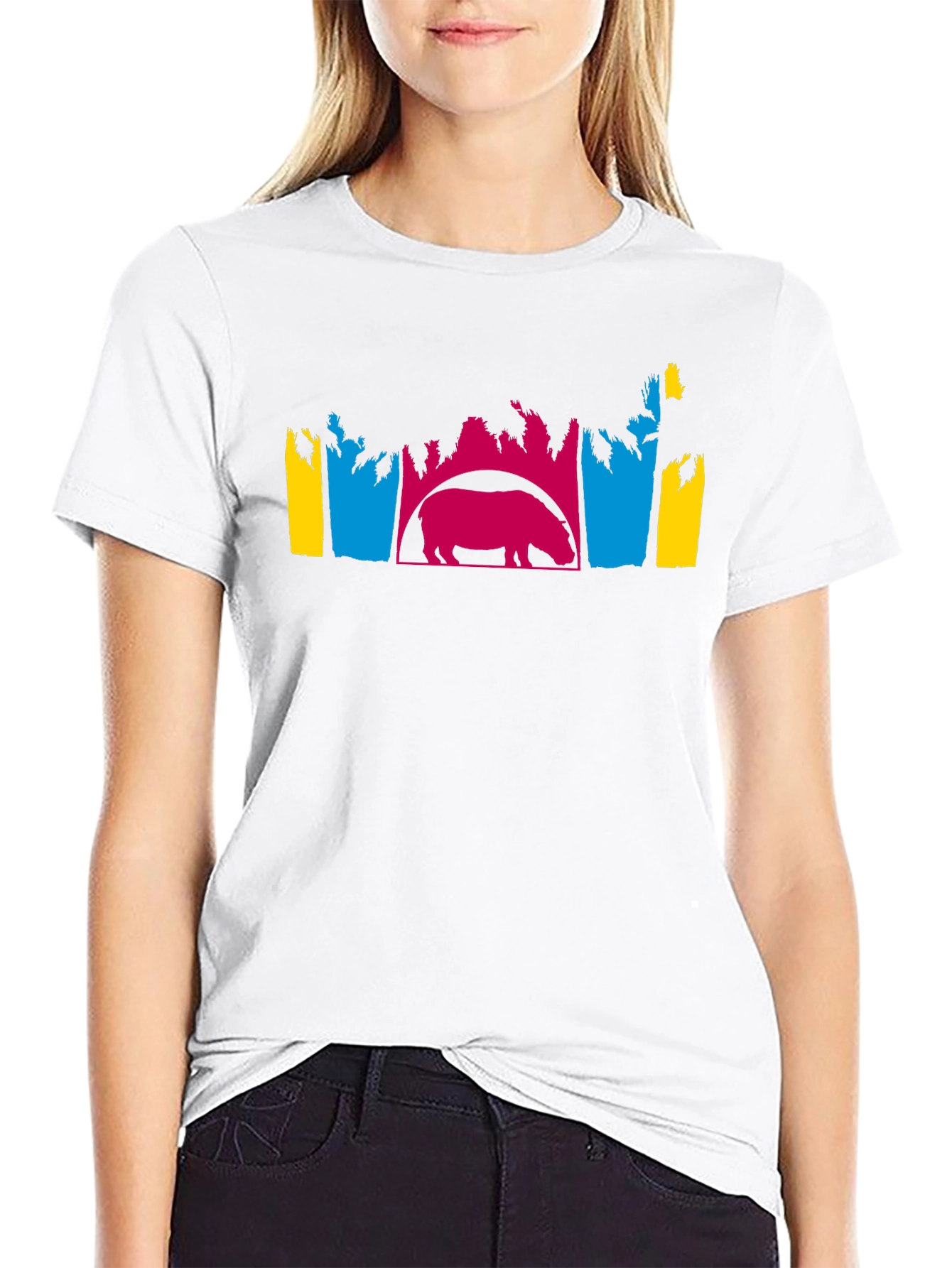 Hippo Silhouette Graphic Tee - Unique Design
