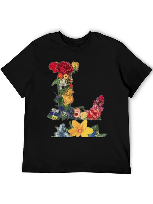 Floral Letter L Graphic Print T-Shirt