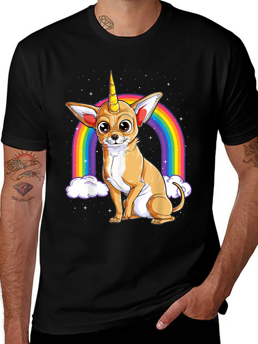 Unicorn Chihuahua Graphic T-Shirt - Mens Black Tee