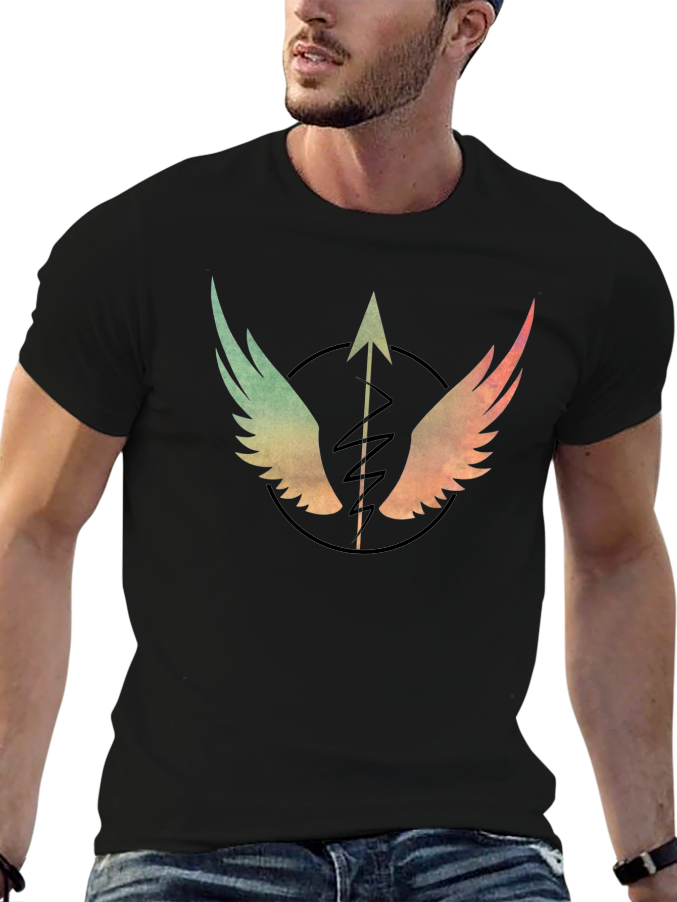 Winged Arrow Graphic T-Shirt - Stylish Black Tee