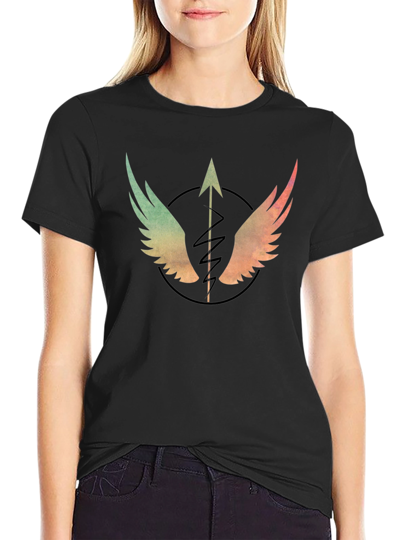 Winged Arrow Graphic T-Shirt - Stylish Black Tee