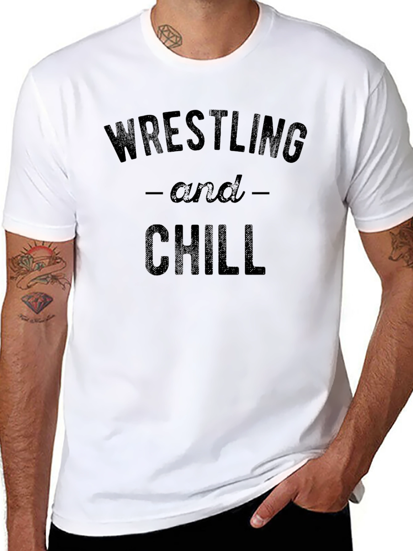 Wrestling and Chill Graphic T-Shirt - Black