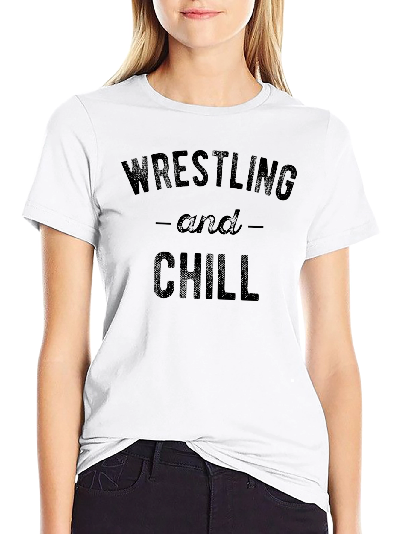 Wrestling and Chill Graphic T-Shirt - Black