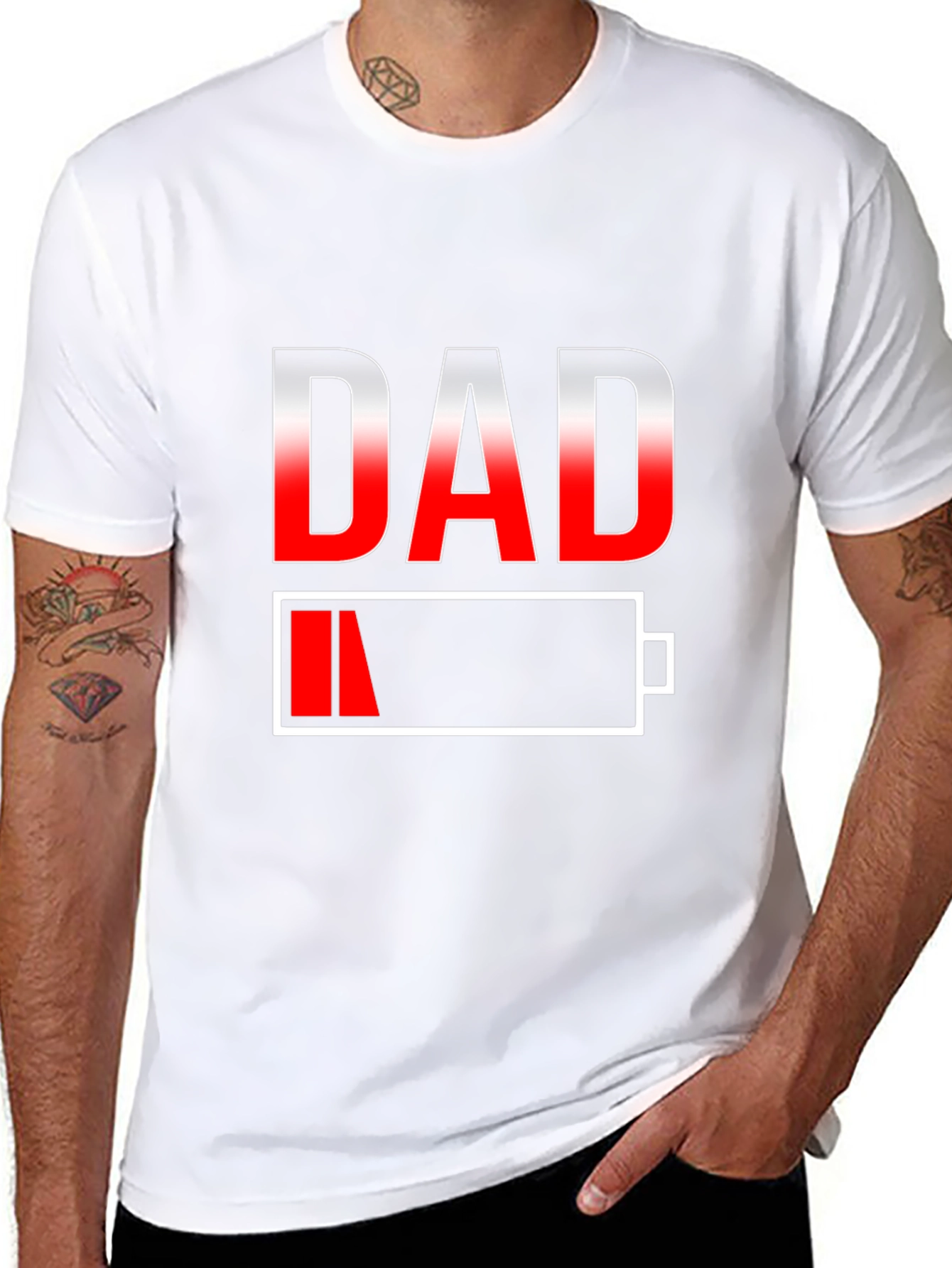 Dad Low Battery T-Shirt - Funny Fathers Day Gift