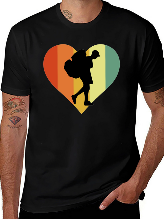 Retro Hiker Heart Graphic Tee - Outdoor Adventure Shirt