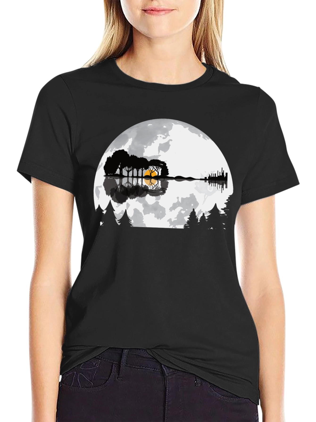 Guitar Moon Graphic T-Shirt