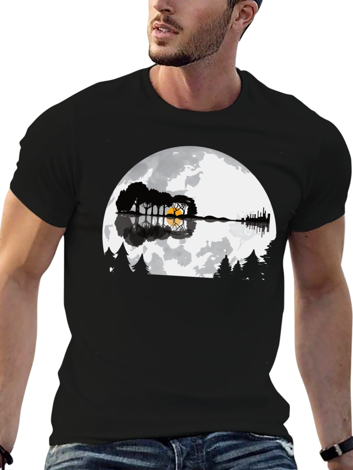 Guitar Moon Graphic T-Shirt