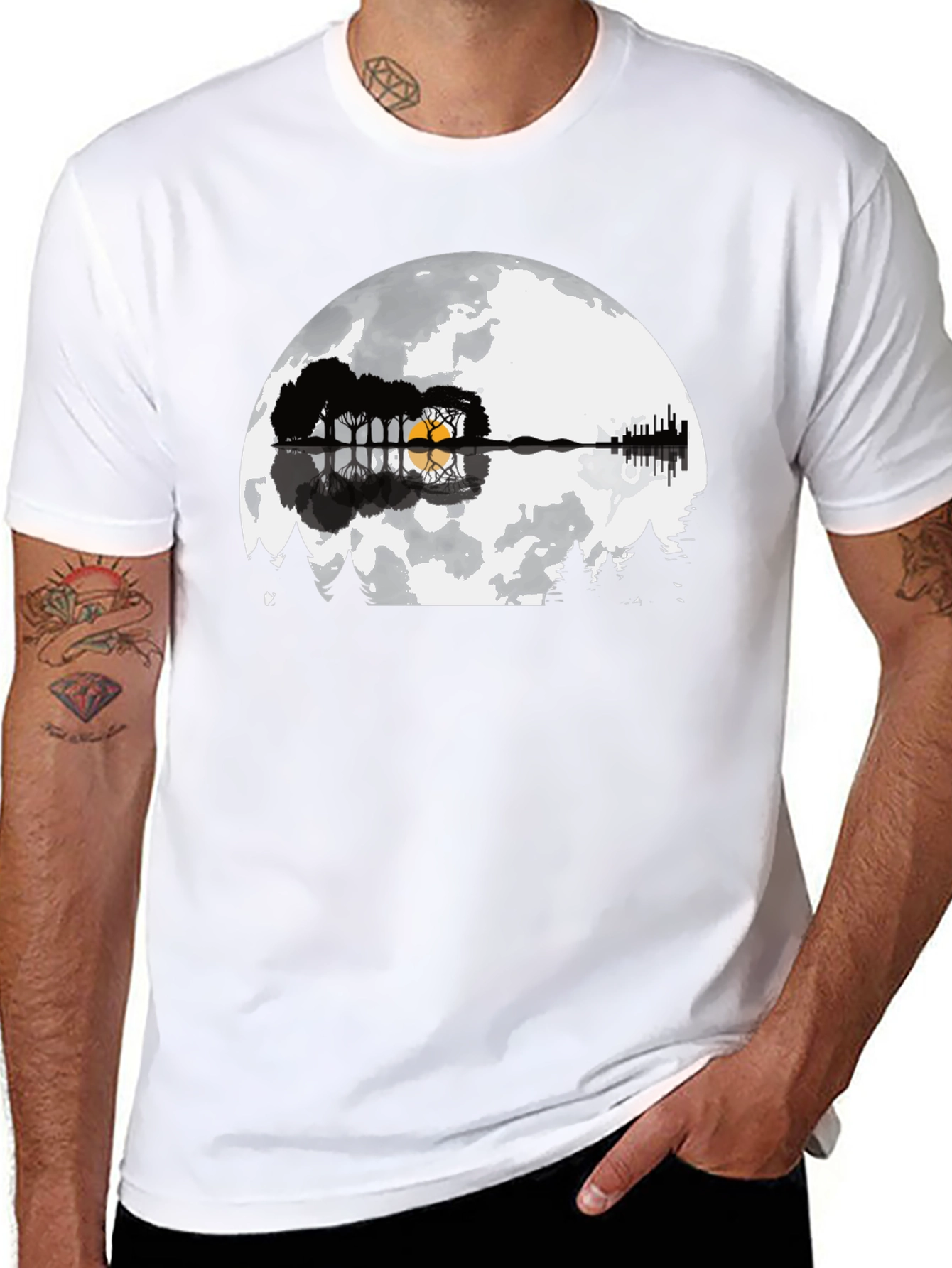 Guitar Moon Graphic T-Shirt