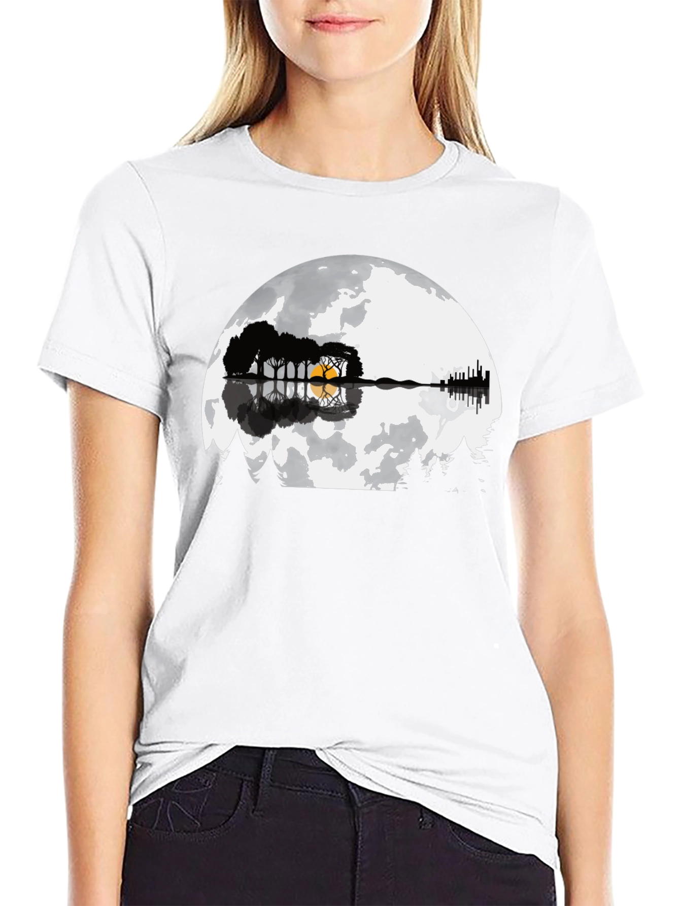 Guitar Moon Graphic T-Shirt