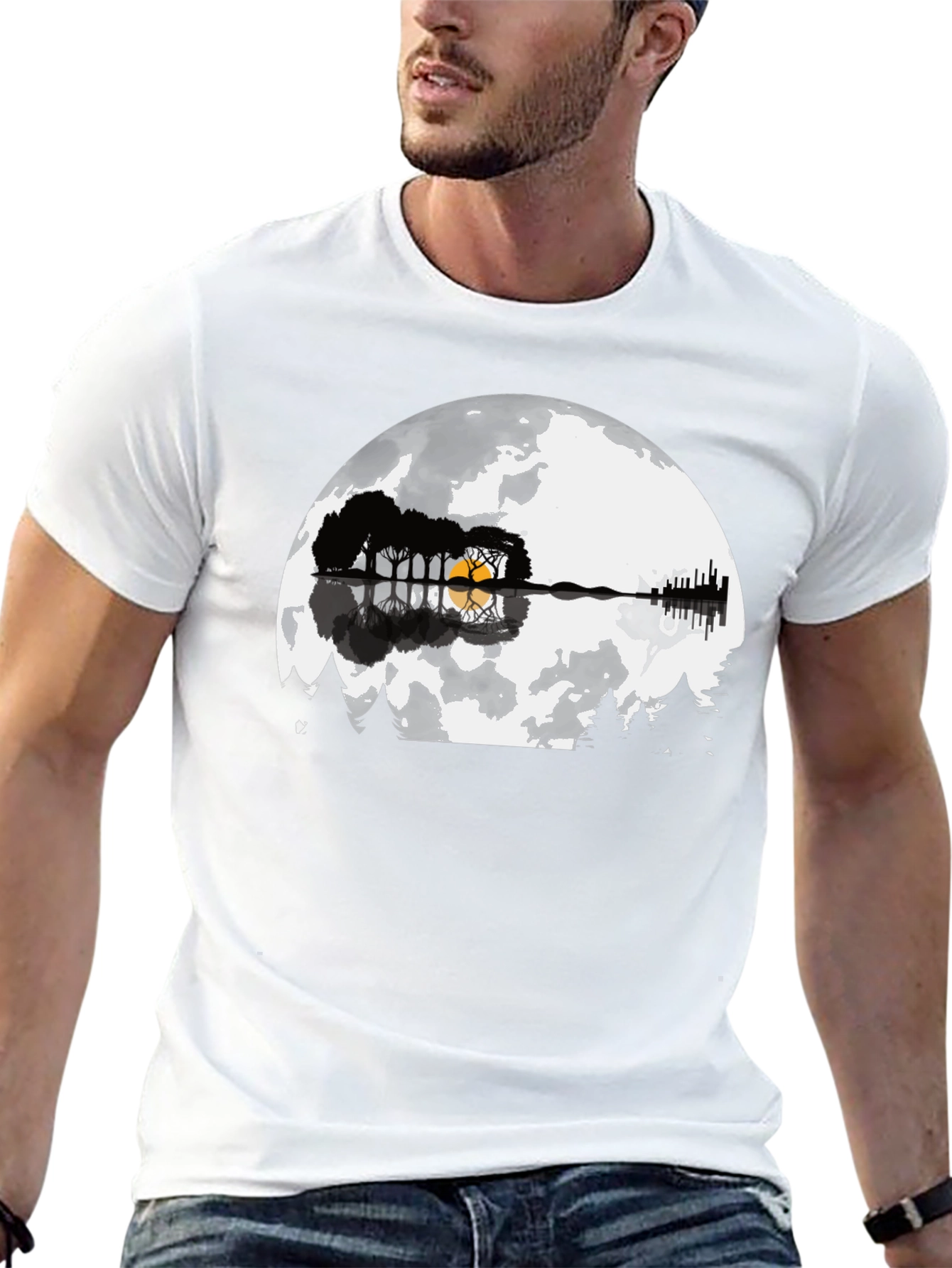 Guitar Moon Graphic T-Shirt
