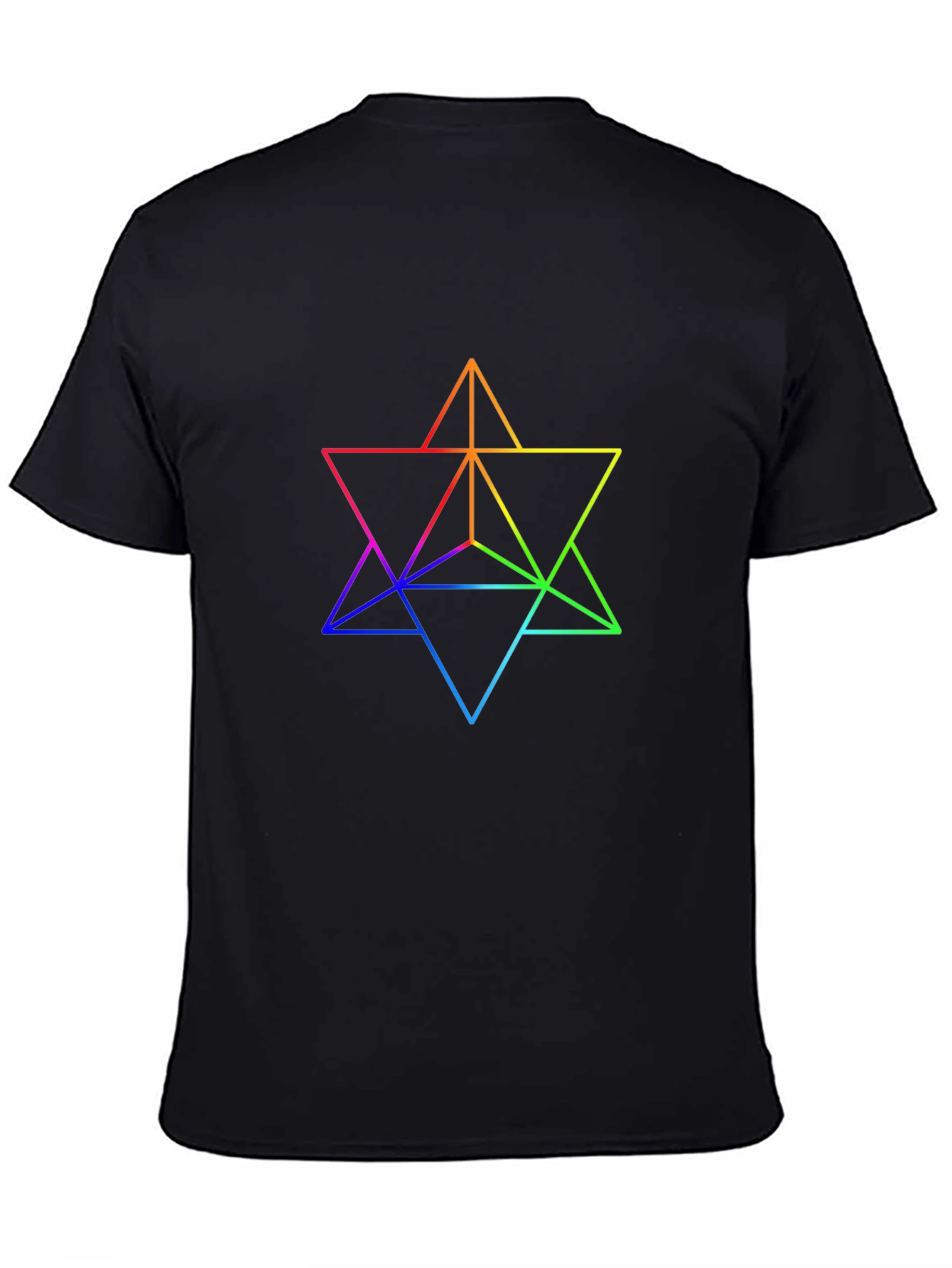 Rainbow Geometric Star T-Shirt - Black