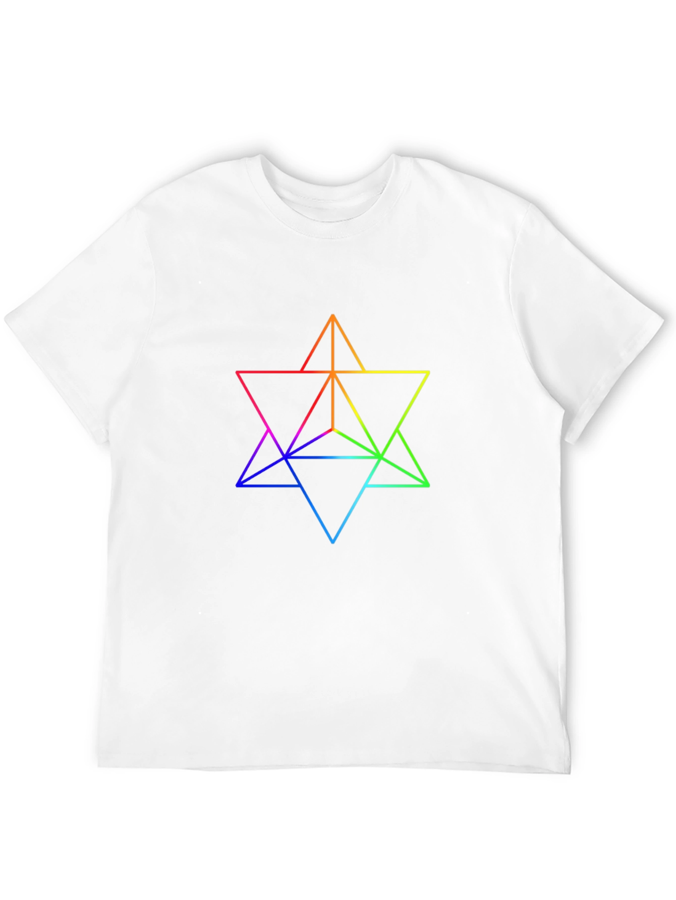 Rainbow Geometric Star T-Shirt - Black