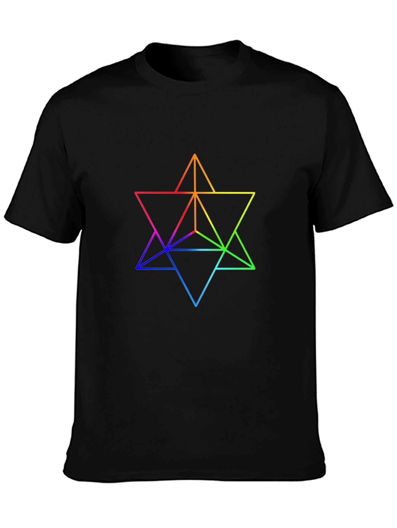 Rainbow Geometric Star T-Shirt - Black