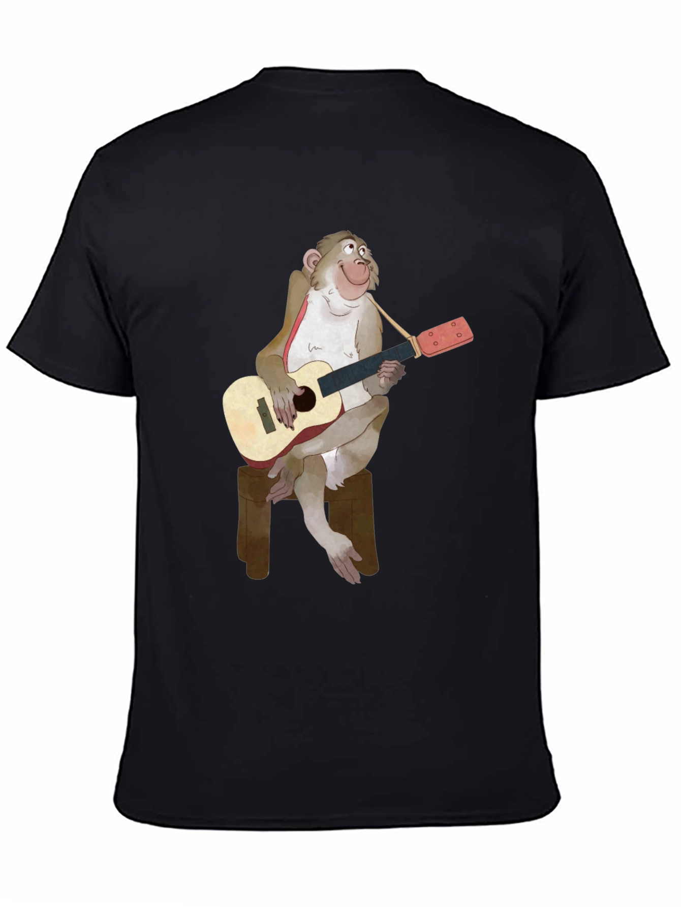 Monkey Guitarist Graphic T-Shirt - Black