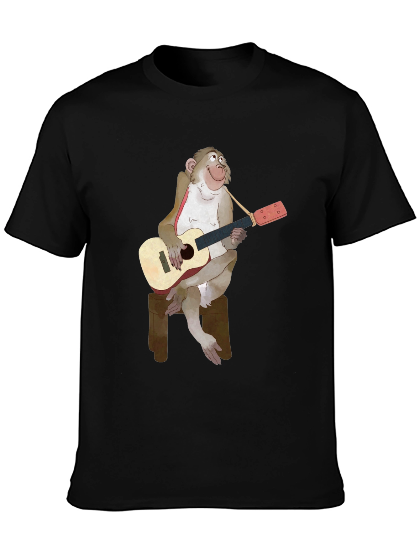Monkey Guitarist Graphic T-Shirt - Black