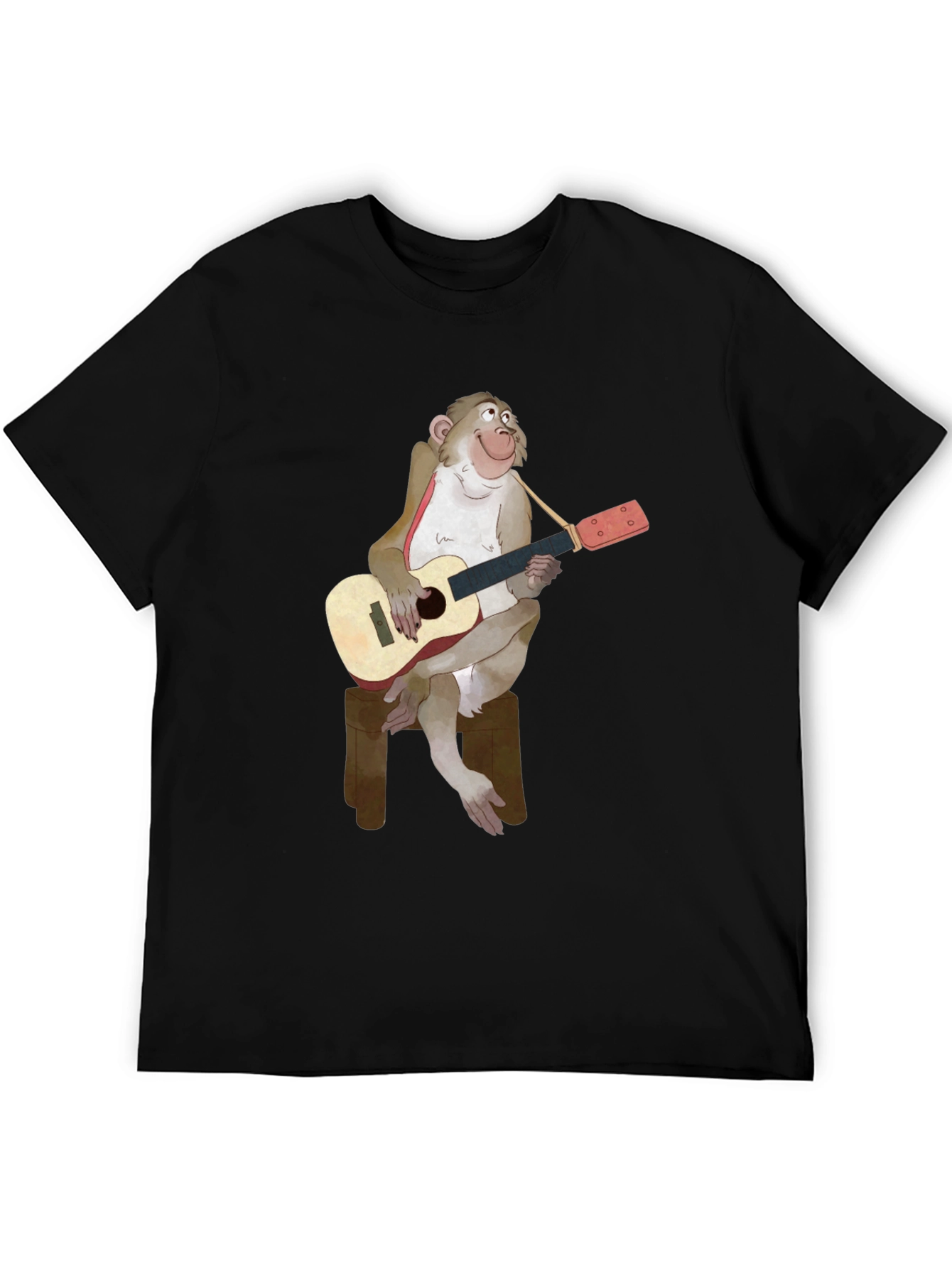 Monkey Guitarist Graphic T-Shirt - Black