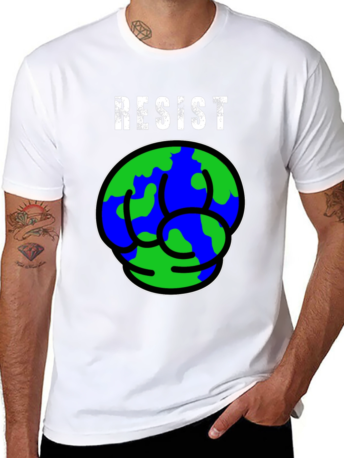 Resist Earth Fist Graphic Tee - Eco-Friendly Activism T-Shirt