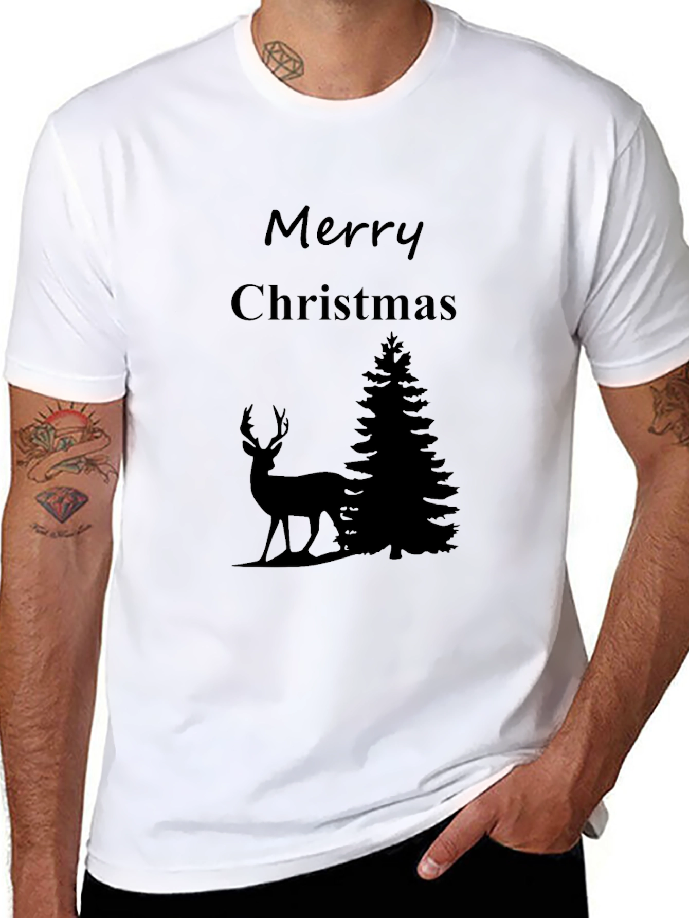Merry Christmas Deer Graphic T-Shirt