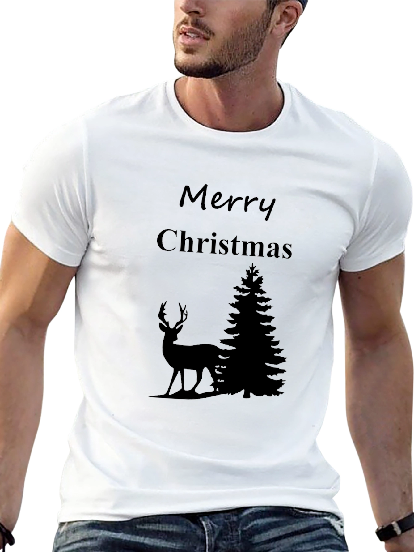 Merry Christmas Deer Graphic T-Shirt