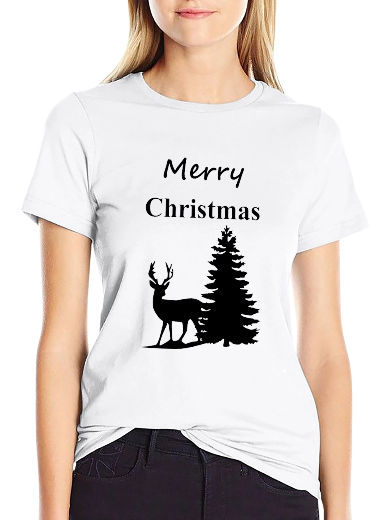 Merry Christmas Deer Graphic T-Shirt