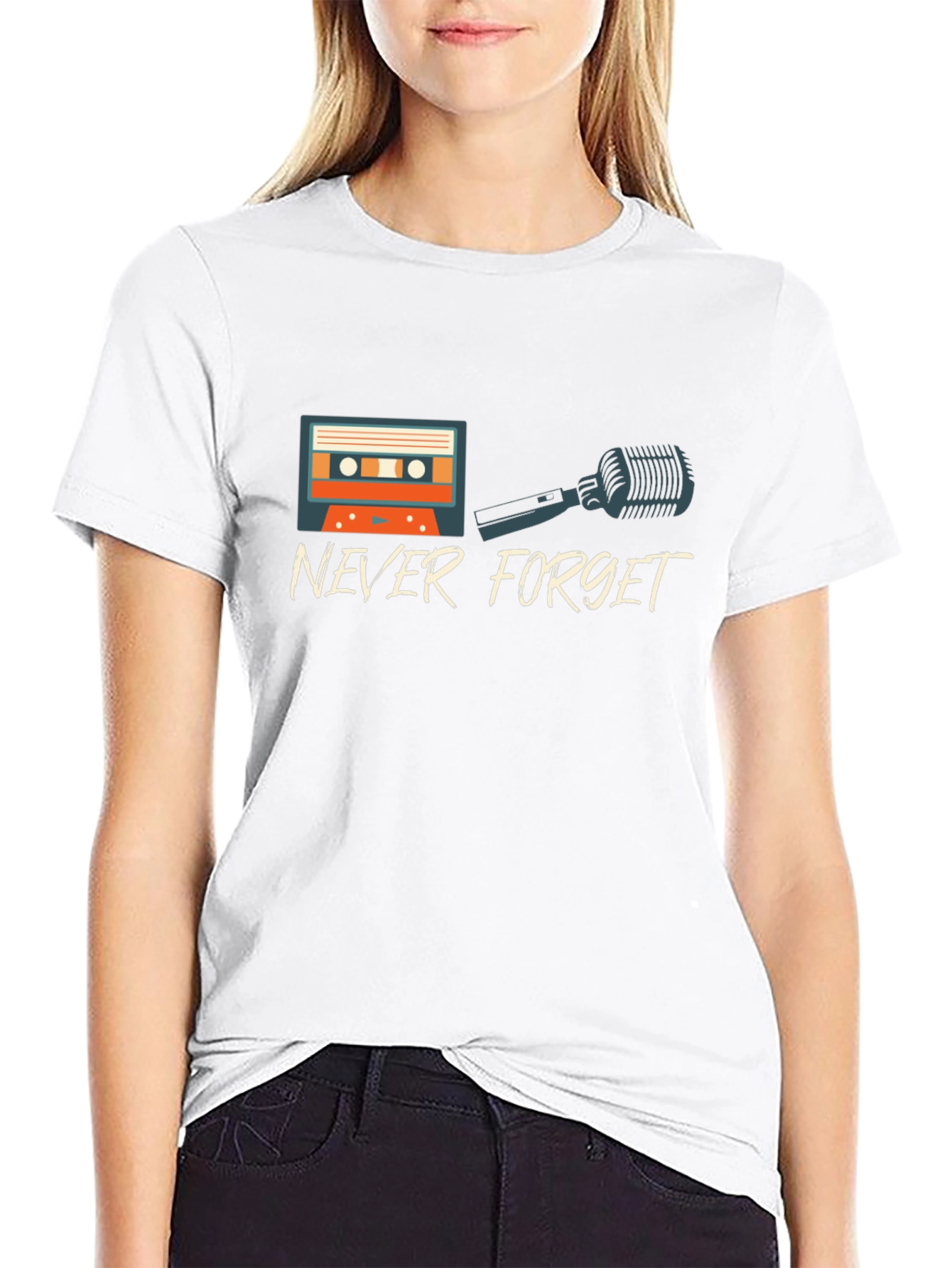 Never Forget Retro Cassette & Mic Graphic T-Shirt