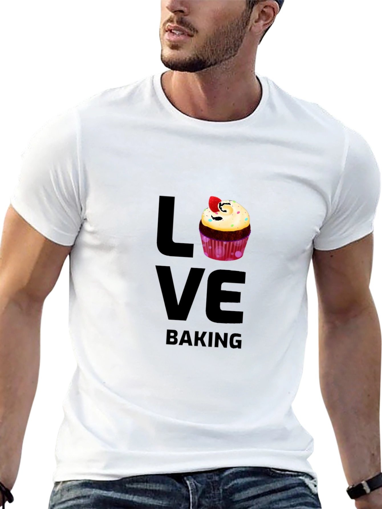 Love Baking Graphic T-Shirt - Cute Cupcake Design